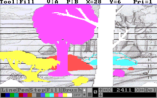 a work-in-progress shot of the priority screen with background tracing turned on