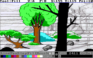 a work-in-progress shot of the visual screen with background tracing turned on